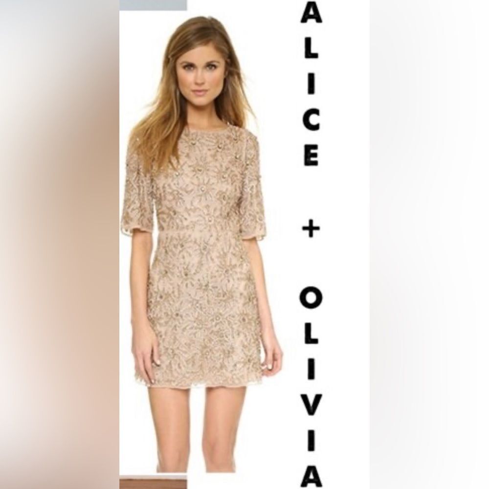 Alice + Olivia Gold Beaded Dress
